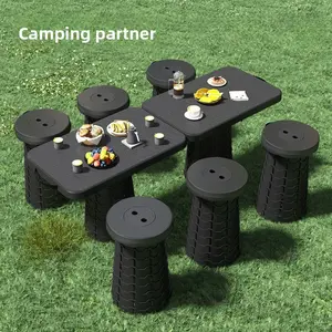 Folding stool small stool travel outdoor portable retractable stool adjustment plastic household space saving