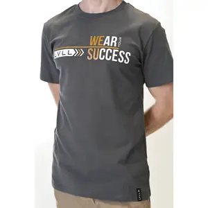 Success Mode Grey T-Shirt - Fitted Short Sleeve Crew Neck Casual Summer Menswear - Premium Cotton Athletic Mens Tee