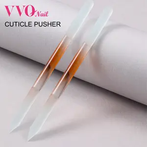 VVQ 2 Pack Dual-Ended Crystal Glass Cuticle Pusher with Ergonomic Comfort Grip, Durable Gentle Cuticle Remover for Precision Manicure Pedicure & Press On Nails Prep
