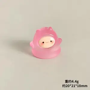 Pink cute handmade decoration mini elf ghost night light cute granule desktop car ornament resin crafts