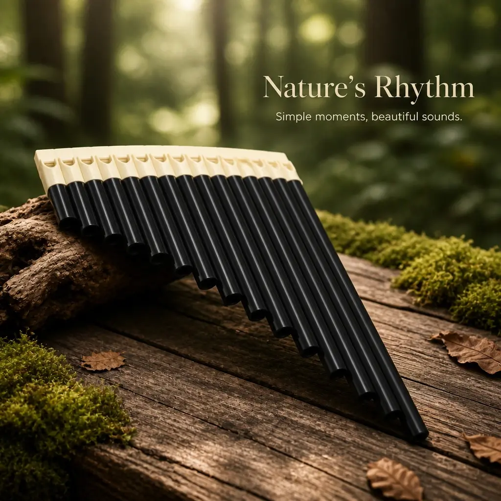 18 Pipes Pan Flute C Key - Black ABS Material Wind Instrument with Carrying Bag, Smooth Mouthpiece, Comfortable Grip, Easy to Play Portable Design, Ideal for Beginners, Students, Practice and Performance