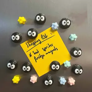 15pcs Creative Refrigerator Stickers, Cute Soot Elves, Black Briquettes and Stars Refrigerator Stickers, Creative Home Decoration, Gifts for Friends, Creative Gifts, Birthday Gifts, Random Color Stars, Decorative