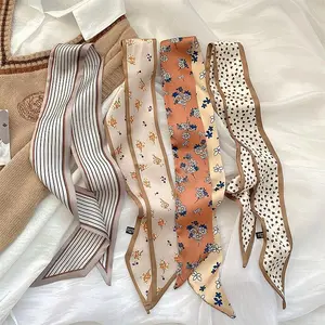 4 Pcs Women's French Style Vintage Floral Striped Print Scarf & Hairband Set for Casual Elegant Daily Wear Gifts Unisex