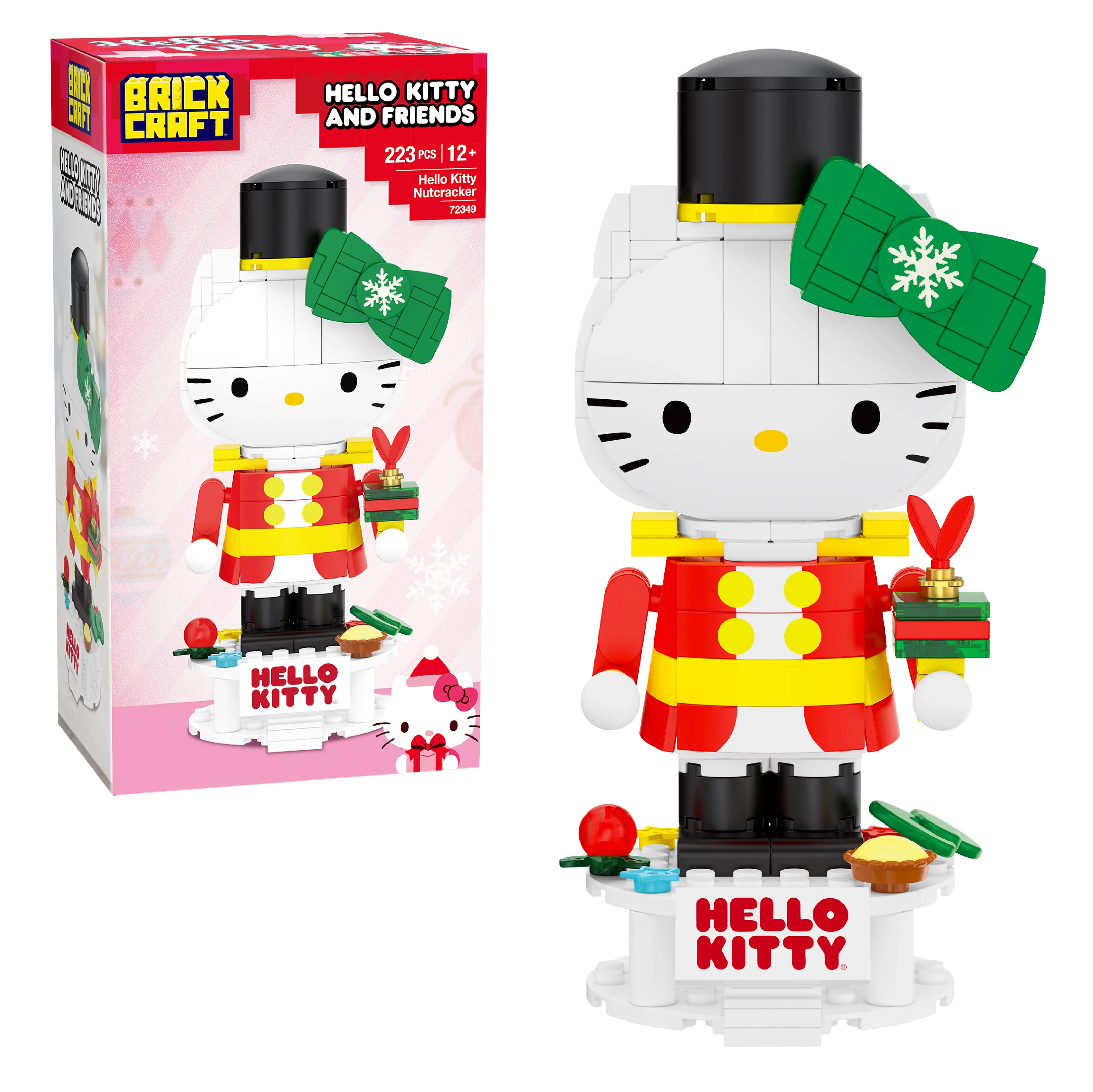 Brickcraft Hello Kitty Nutcracker Building Set, 223-Piece Sanrio Holiday Collectible Model Kit for Fans & Collectors 12+