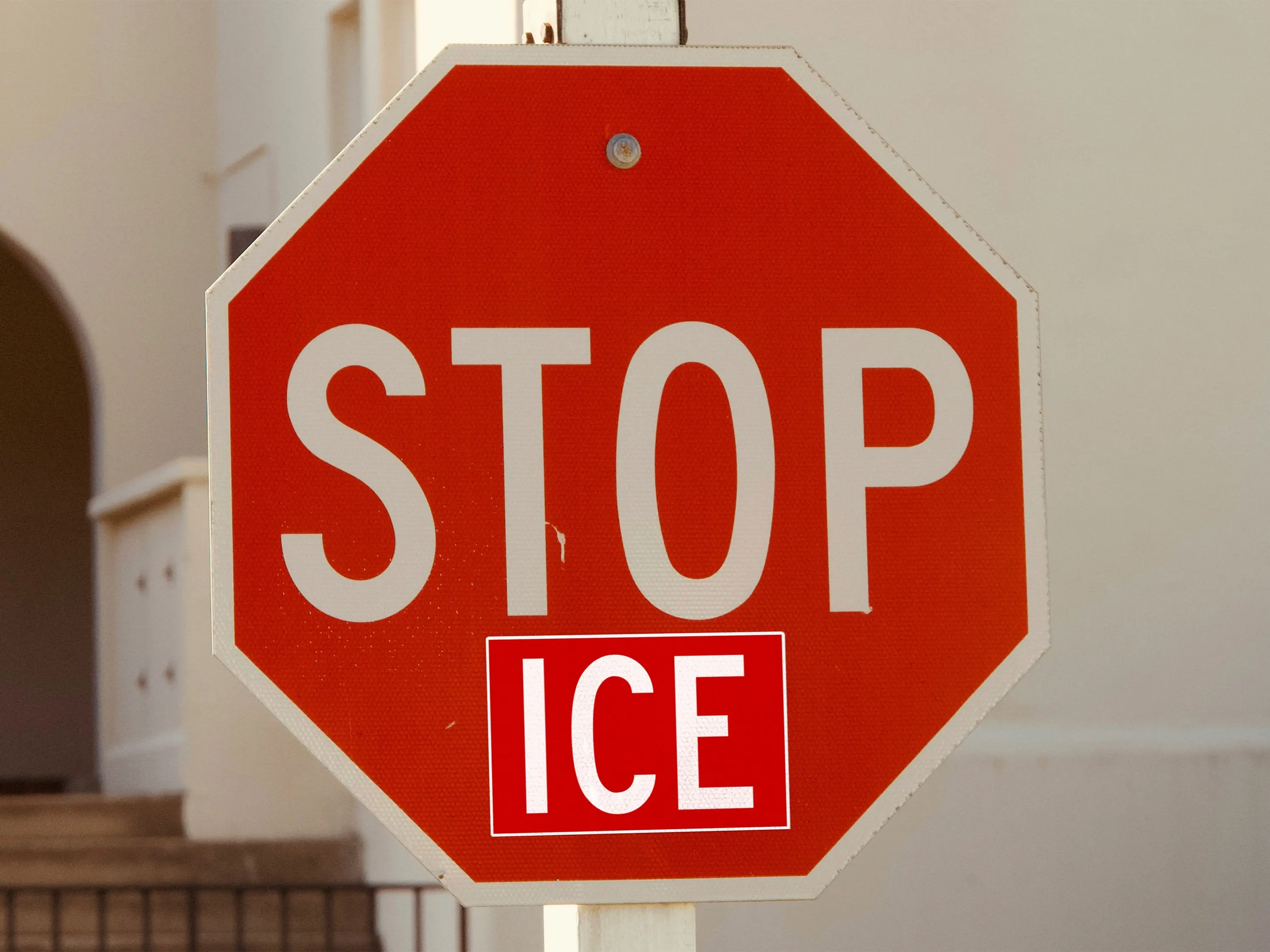 Stop ICE Sign Red 4 Stickers Sheet Outdoor Holographic Transparent White | Fuck Ice Decals Pack, Abolish ICE Sticker Set, No Ice Melts Decal