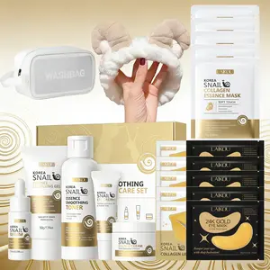 Snail Skin Care Set with Red Ginseng - 22PCS Korean Skin Care Set, Face Mask, Eye Mask, Lip Mask with Facial Cleanser, Toner, Serum, Eye Cream & Face Cream - Moisturizing and Smoothing Skin - Skincare Gifts for Women Teen Girls