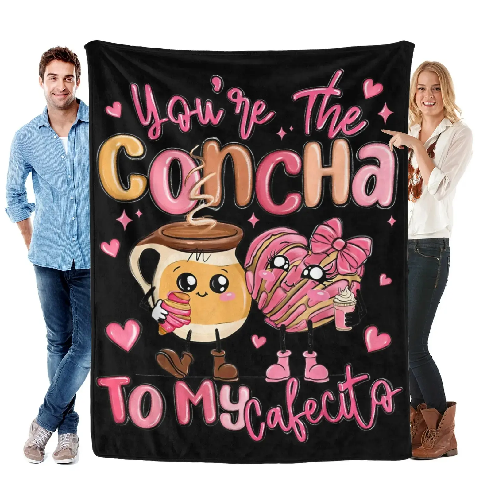 You Are The Concha To My Cafecito Funny Mexican Valentines Blanket Gift for Girls Boys Women Super Soft Flannel Blanket for Sofa Couch Bed Camping Travel - Plush Warm Home Decor for All Seasons