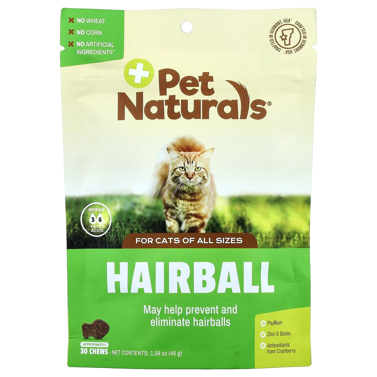 Pet Naturals Hairball, For Cats, All Sizes, 30 Chews, 1.59 oz (45 g)
