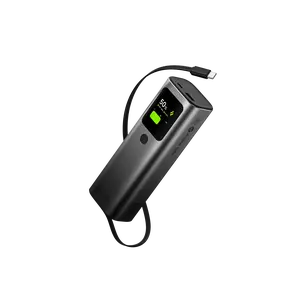 SHARGE Retractable 165 Power Bank with Built-in Cable 165W Total Output 20000mAh Power Bank 3-Port Fast Charging, Smart Digital Display, High Capacity External Battery Pack for Laptop, iPhone 17