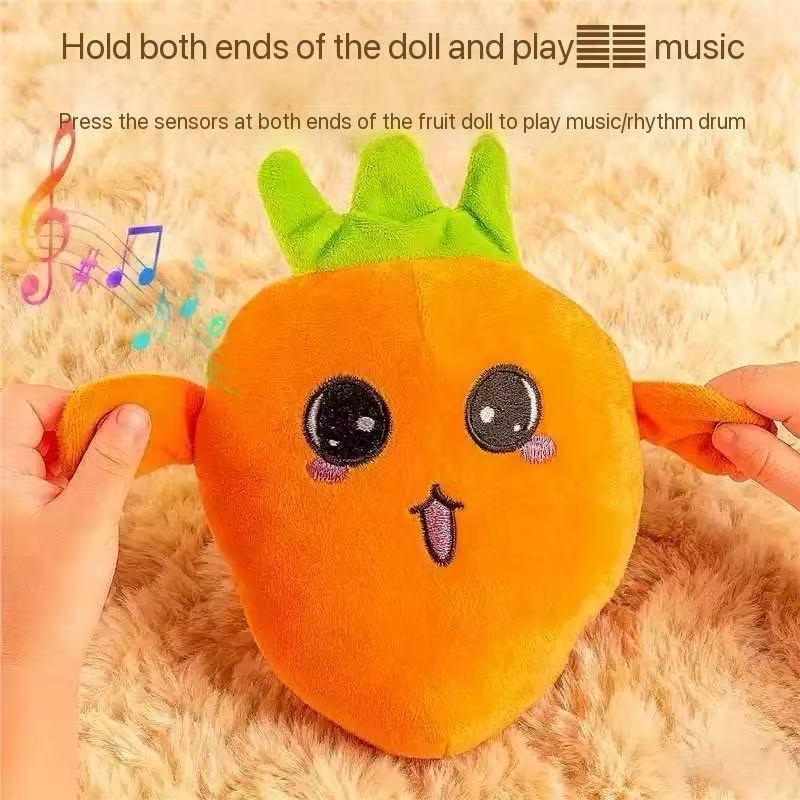 Plush Fruit Piano Toy, Nursery Fun Body Sensor Music Rhythm Doll, Asmr Sensory Stress Relief Game, Cartoon Story Music Companion, Birthday Gift