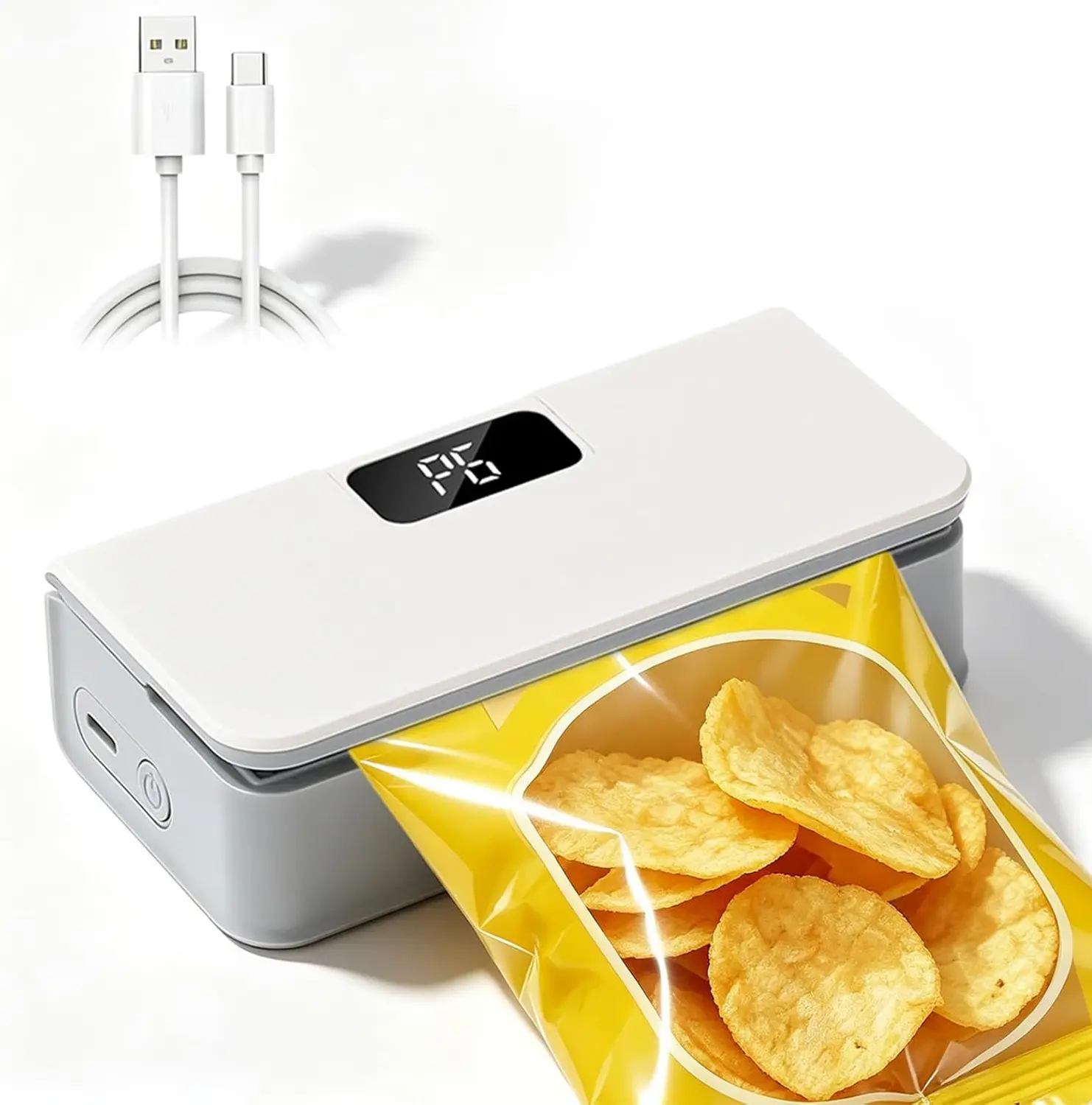 Portable Snack Bag Sealer USB Rechargeable 2 In 1 Heat Sealer And Cutter, Mini Food Storage Sealing Machine for Chips Coffee Pet Food Plastic Bags Home Travel Camping