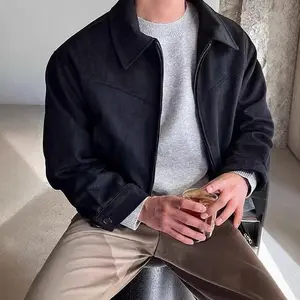 Suede Jacket Men's High-Grade  Collar Jacket Spring and Autumn Versatile Men's Upperwear Men