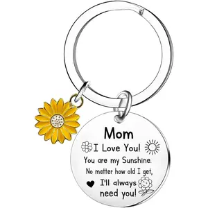 Mom Birthday Gifts From Daughter Son Mother's Day Gifts For Mom Sunflower Keychain Christmas Mother Keychain
