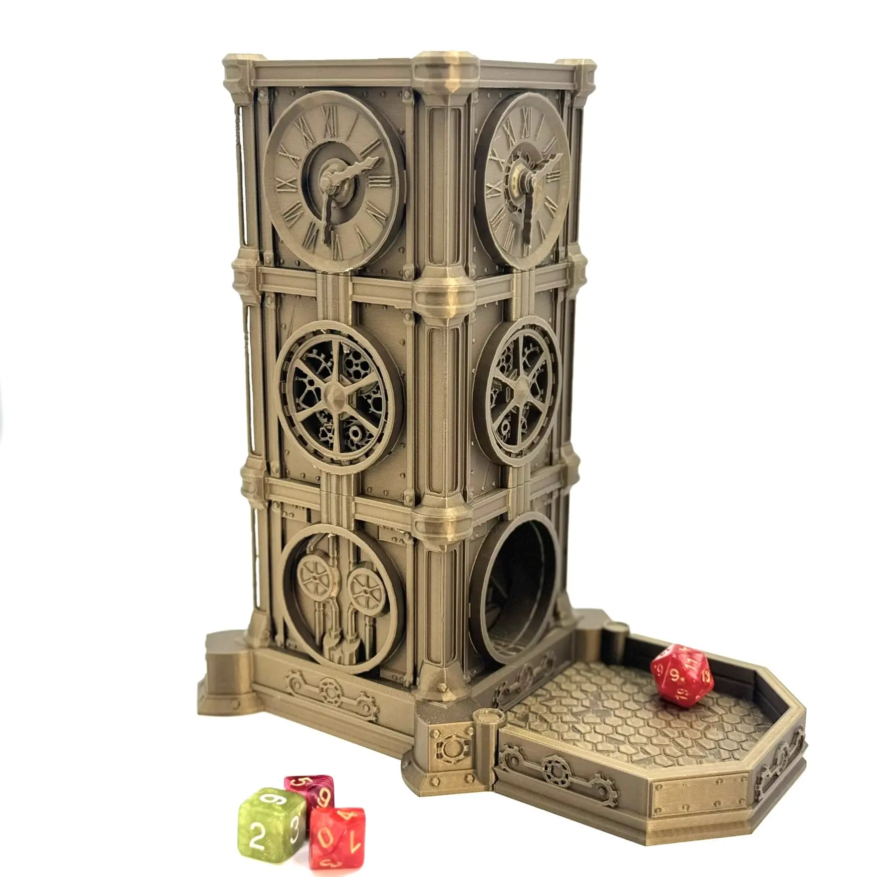 Steampunk Clock Dice Tower - Roman Numerals, Steampunk Decor, Tabletop Gaming Dice Roller for Tabletop RPG & Board Games, Geek Gift