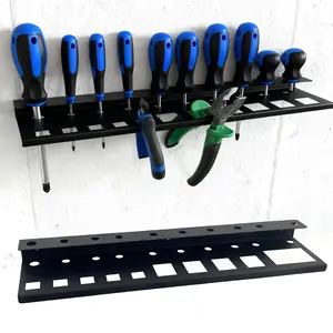 Metal Garage Tool Storage Rack, Wall Mounted Shelf with Screwdriver Pliers Slots, Durable Structure for Home & Professional Workshop