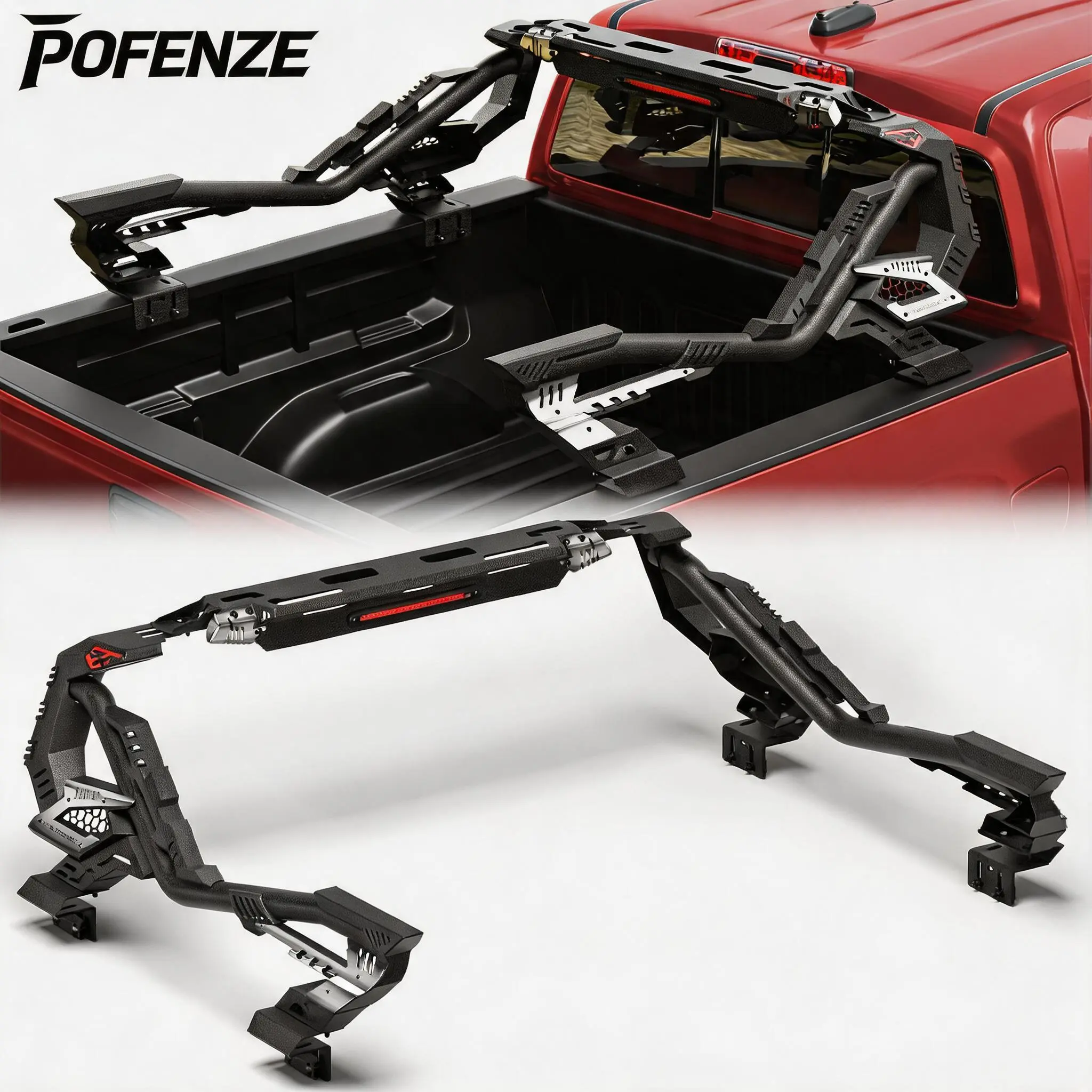 POFENZE-NADIA Heavy-Duty Adjustable Truck Roll Bar Chase Rack for Full-Size Trucks, Compatible with CHEVROLET COLORADO,TOYOTA TACOMA, NISSAN FRONTIER, JEEP GLADIATOR Universal Steel Bed protector, Automotive, Car A Car Supplies Car Accessory