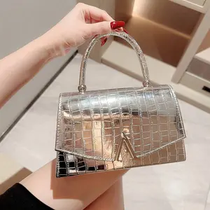 Fashionable Silver Snake Wallet for Women with Metal Decoration, Flap Closure, Formal/Party Wallet, Chain Strap Handbag for Night Party, Graduation Dance or Formal Occasions