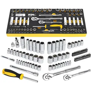 79-Piece 1/4" & 3/8"Drive Impact Socket Wrech Set, 6-Point Socket Set, Metric, SAE CR-V Sockets with EVA Foam Tray for Bench Storage, Deep & Standard Mechanic Tool Set for Home Maintenance