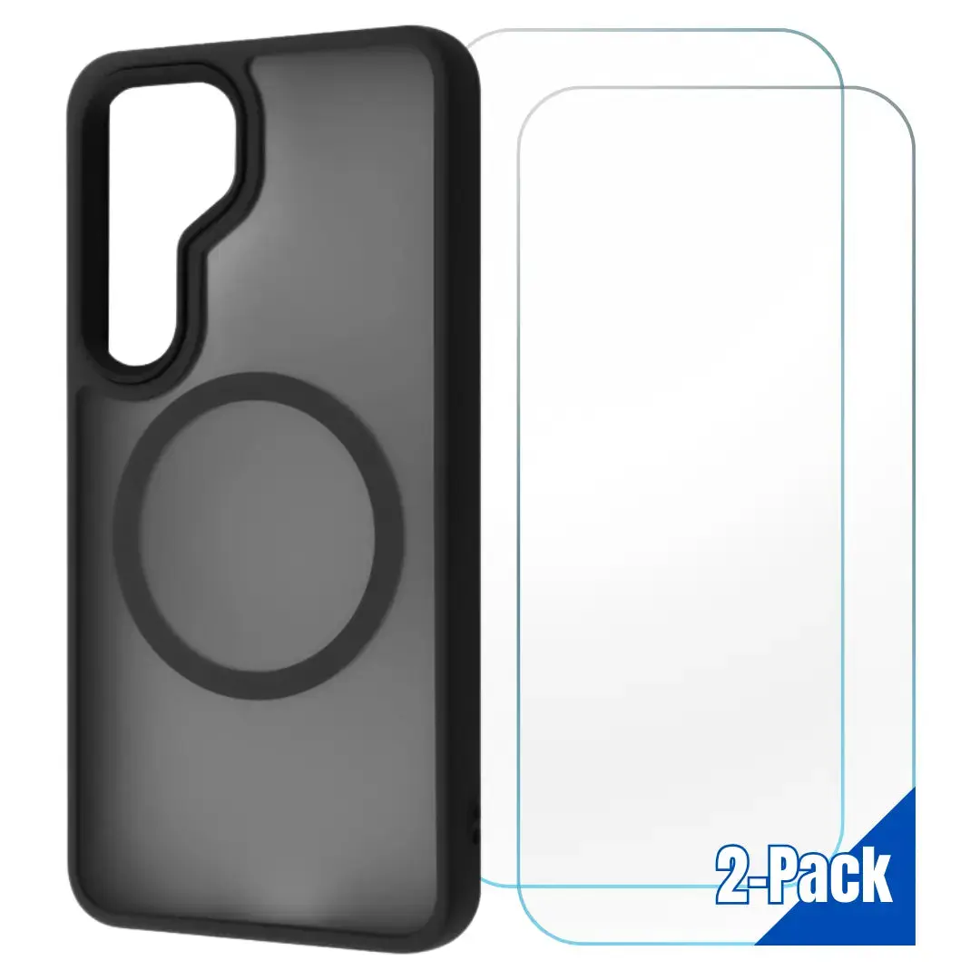 Entronix Samsung Galaxy S25 Case - [MagSafe-Compatible] Translucent Matte Cover & [2] Clear Screen Protectors Protection Tempered Wireless Cellphone