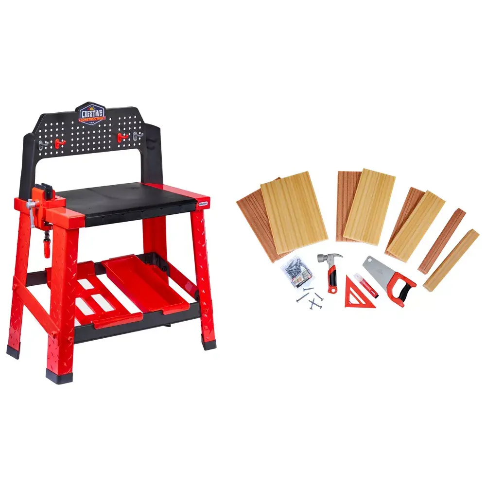 Little Tikes Creative Construction Workbench with 15+ Accessories: Toy Tools for Creativity & Realistic Functions
