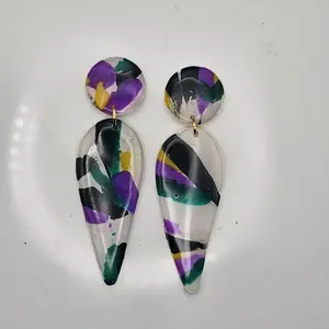 Diamond- Teardrop polymer clay Earrings. Multiple colorways available.