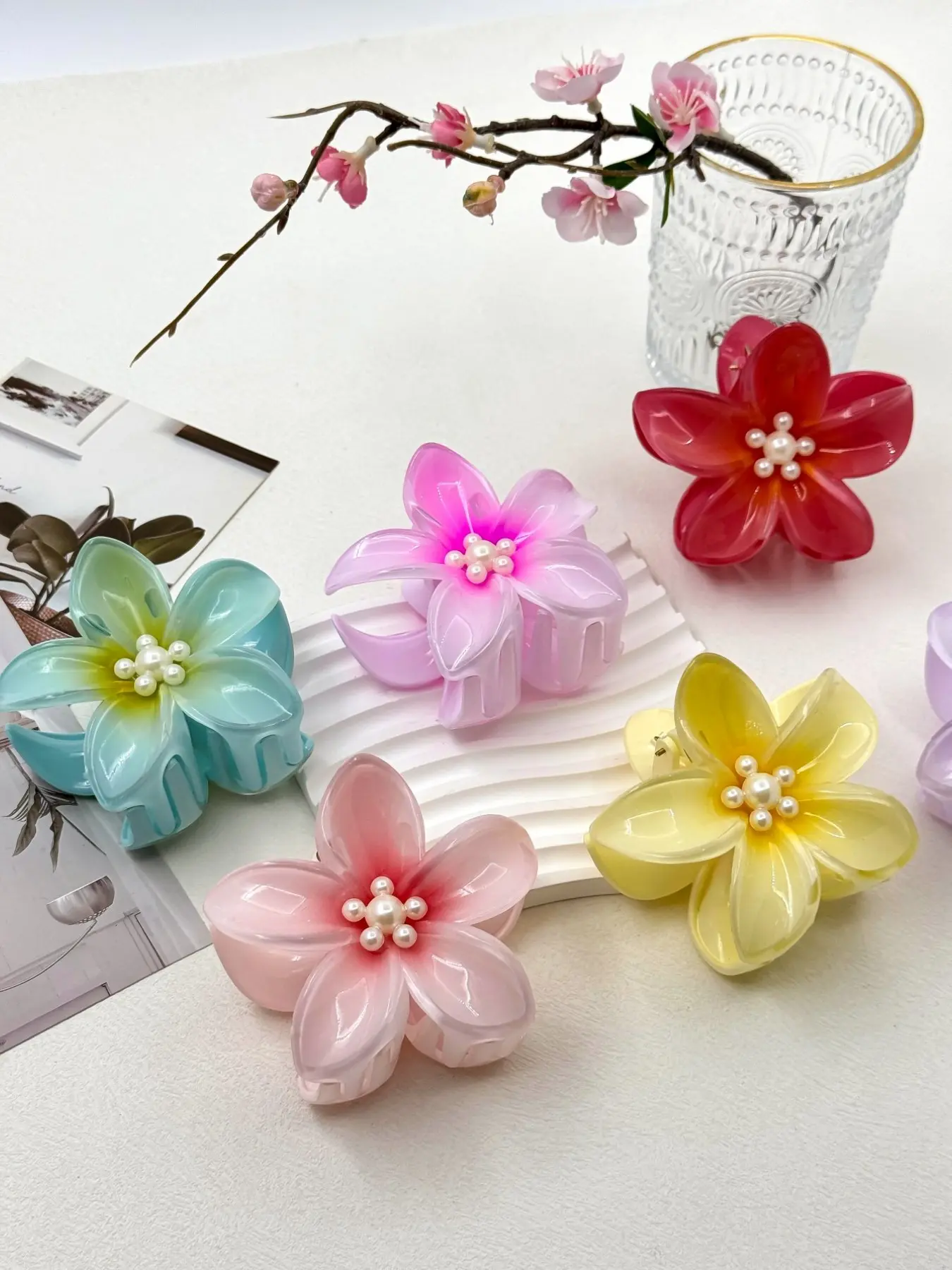NEW Elegant Pearl Floral Summer Preppy Y2K Hair Accessories Crystal Pearl Flower Hair Clips - Elegant Bridal Wedding  main image 4