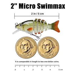 TRUSCEND Easy Catch SwimMax Lures with BKK Hooks 3D Realistic Eyes ABS Material 6 Segments for Bass Trout Walleye Ultra Sharp Treble Hooks Lifelike Fishing Baits