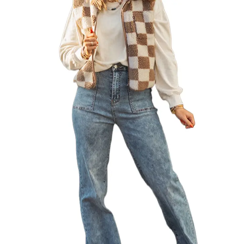 Retro checkerboard fleece vest