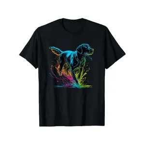 Vibrant Black Labrador Retriever Dog T-Shirt – Splash Art Design, 100% Cotton, Unisex for Men & Women, Casual Outdoor Wear, Sizes S-XXXL, Everyday Comfort| Energetic Design| Cotton Comfort Tee