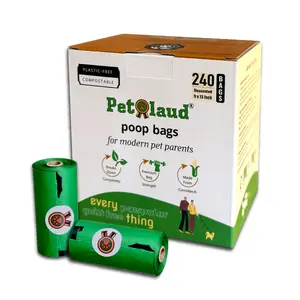 Pet Laud Plastic-free Compostable Dog Poop Bags ASTM D6400 Strong Leakproof Pack of 240 Bags Eco Friendly Cornstarch Made