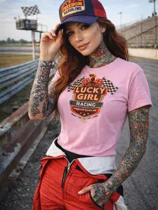 Lucky Girl vintage inspired race shirt Unisex t-shirt