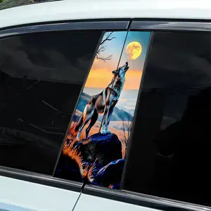 2 pieces/set, vinyl car sticker-DIY art protective cover, super beautiful wolf dog creative design, suitable for car B pillar - easy to paste and durable design, suitable for cars, Car Decals