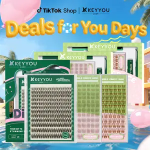 KEYYOU Natural Lash Clusters Wispy Brown  Eyelash Extension Kit Waterproof Long Lasting Easy DIY At Home Ultra Thin Band Cosmetic Makeup #DealsForYouDays
