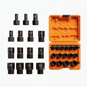 Crosstar 15 Pcs Impact Bolt Extraction Kit, 3/8 Inch Drive Sae/metric Cr-Mo Socket, for Loose, Rusty, Frozen Bolts, Nuts, Screws, Studs