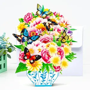 3D Pop-Up Greeting Cards With A Variety Of Designs Featuring Flowers And Butterflies, Suitable For Birthdays, Valentine'S Day, And Everyday Greetings. They Can Be Given To Elders, Neighbors, Family, And Friends!