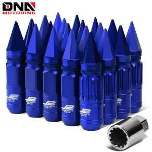 J2 Engineering 7075 Aluminum M12X1.25 16Pc 80mm Spiky Cap Lug Nut 4Pc Lock