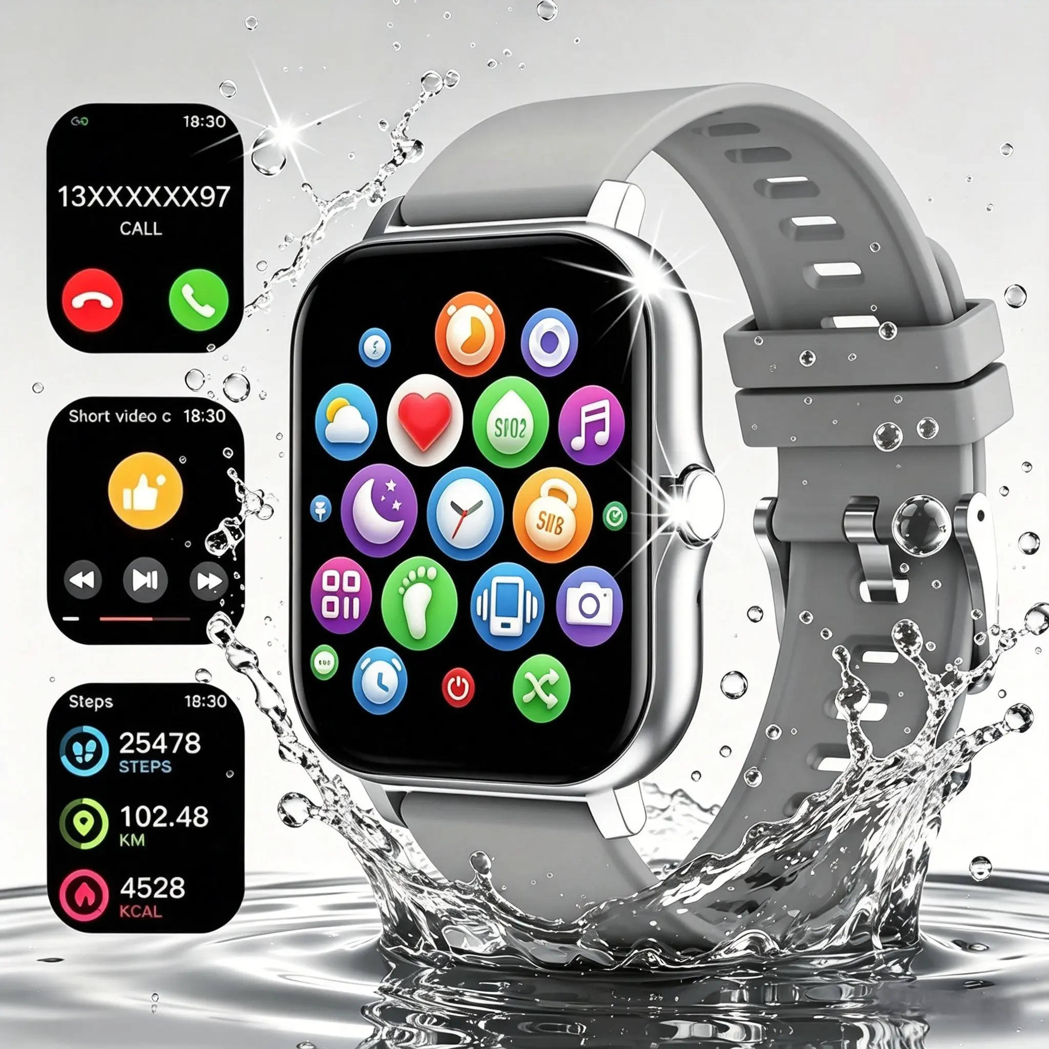 Smart watch, wireless talking/dialing, multi-sport mode,SMS reminder,  call reminder and rejection, message reminder, various APP reminders, multi-function display, HD screen, multiple colors Alloy Charging Pink Smartphone Usb Wearable Rechargeable