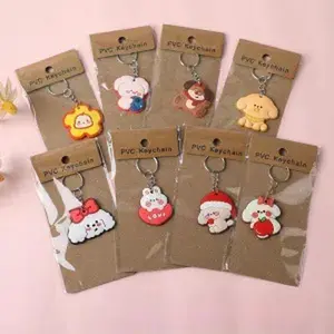 Random Style PVC Soft Rubber Keychain – Cute Silicone Cartoon Pendant Key Ring, Small Gift Keychain for Bags & Keys, Fun Accessories for Women, Men & Kids