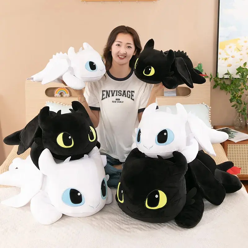 Polyester Toothless Dragon Plush Toy Cushion - 40/60cm Cute Stuffed Animal, Compressed Beat and Dried, Soft Cuddly Gift for Girls, Home Sofa Decor, Stuffed Animal Gift