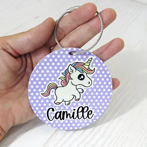 Personalized Unicorn Bag Tag – Custom Name Backpack Tag for Kids