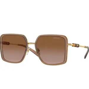 Pre-owned Versace Acetate Sunglasses with Brown Lenses and Gold Tone Frame