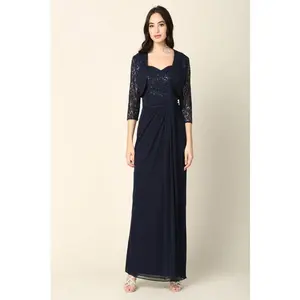 Clearance Navy Size 2XL Chiffon 2 Pc Bolero Mother of the Bride Sweetheart Dress By Eva USA 3406