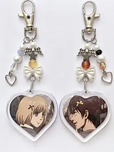 Handmade Anime Beaded Acrylic Keychain, 2D Charm Design, Perfect for Fans, Durable Material, Ideal Gift for Collectors