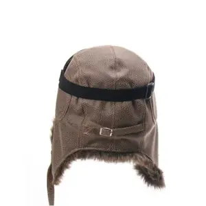 Premium Camel Genuine Leather Aviator Hat with UV-Protected Goggles & Fleece-Lined Ear Flaps for Motorcycle Riding & Winter Warmth Golf Hat Motorbike