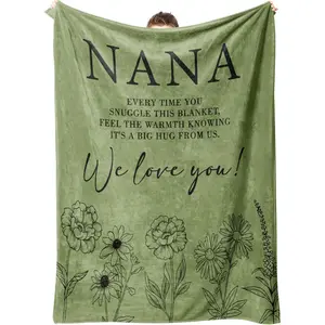 Nana Gifts, Gifts for Nana Blanket, Nana Birthday Gift from Grandkids, to My Nana Grandma Throw Blanket Grass Green Thanksgiving holiday gifts for family, friends and children