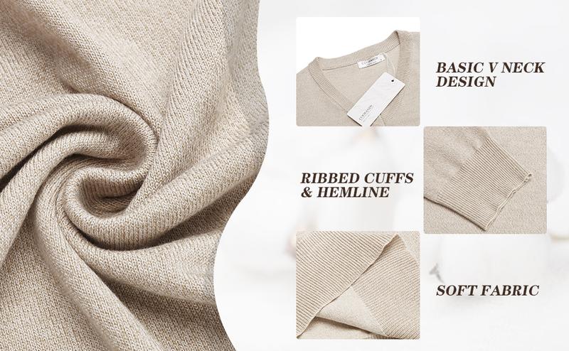 COOFANDY Fall Outfits 2-Pack Knitted Ribbed V-neck Casual Jumper Knitwear Classic Fabric Fashion Menswear Shirt Soft Sweater Office（runs small ）