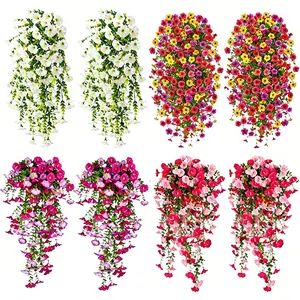 8PCS Artificial Hanging Daisy Vines, UV Resistant Fake Flowers, Long Trailing for Indoor Outdoor Porch Patio Balcony Yard Planter Decor