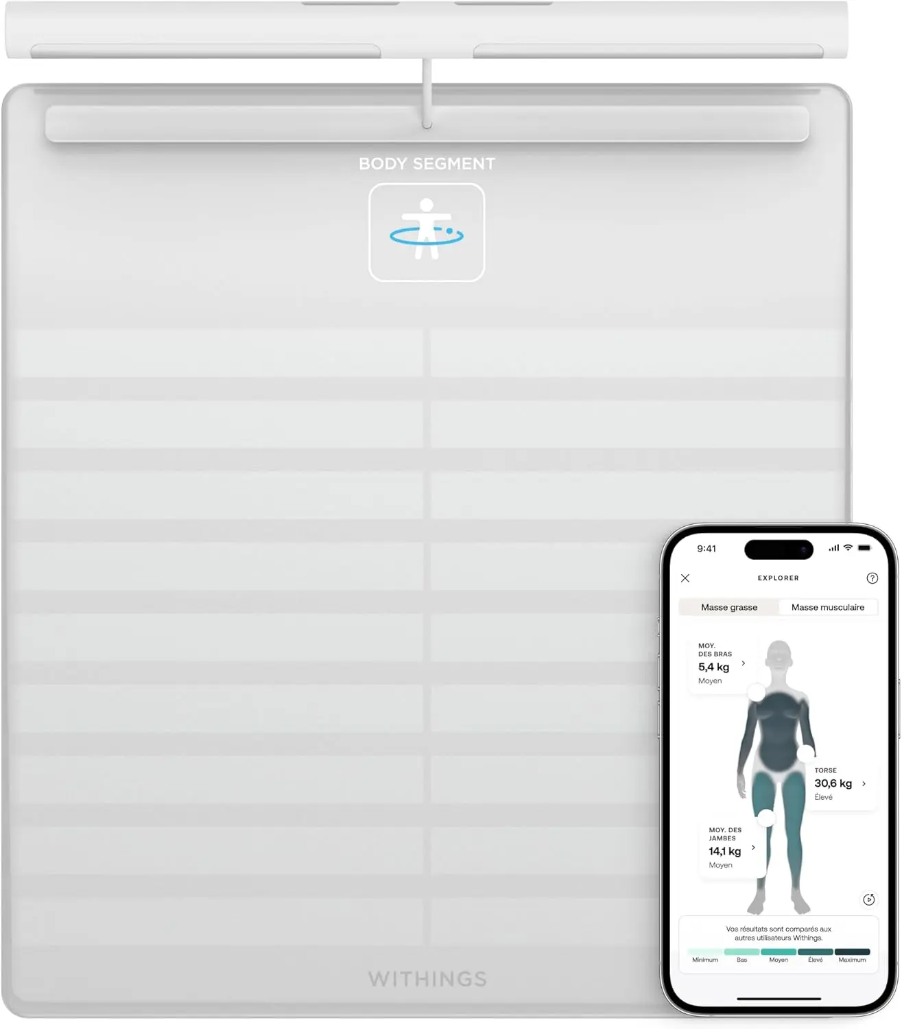 WITHINGS Body Scan - Smart Scale with Segmental Body Composition Analysis, Weighing Scales Body Weight & Vascular Age, Visceral Fat, Heart Rate, iOS/Android, White