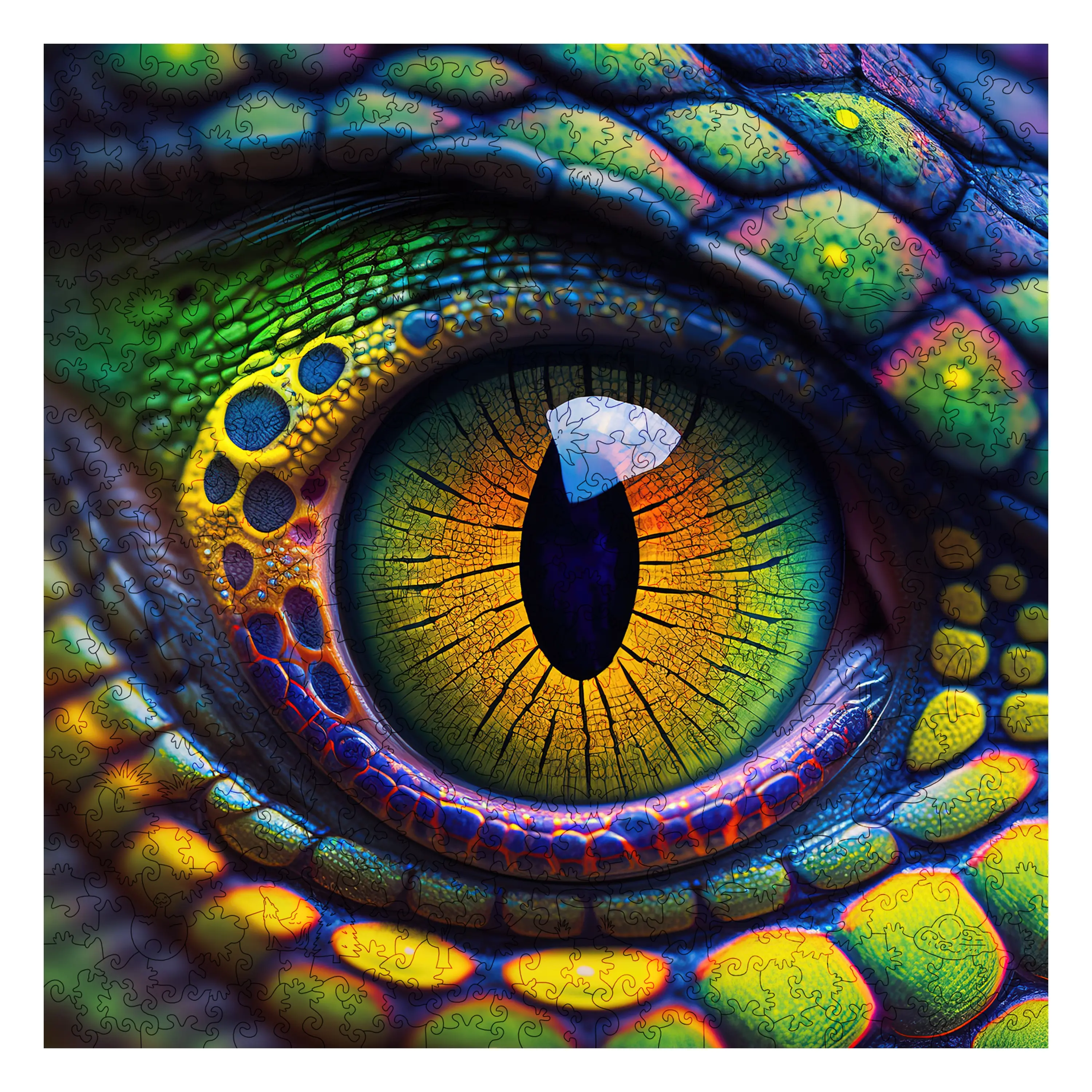Snake Eye Mys Aurora Wooden Jigsaw Puzzle for Kids and Adults 200 500 Pcs Unique Shape Nice Box Packing Fun Challenging Brain Exercise Family Game Creative Gift for Friends Parents Grandparents Multicoloured Crafts Neon