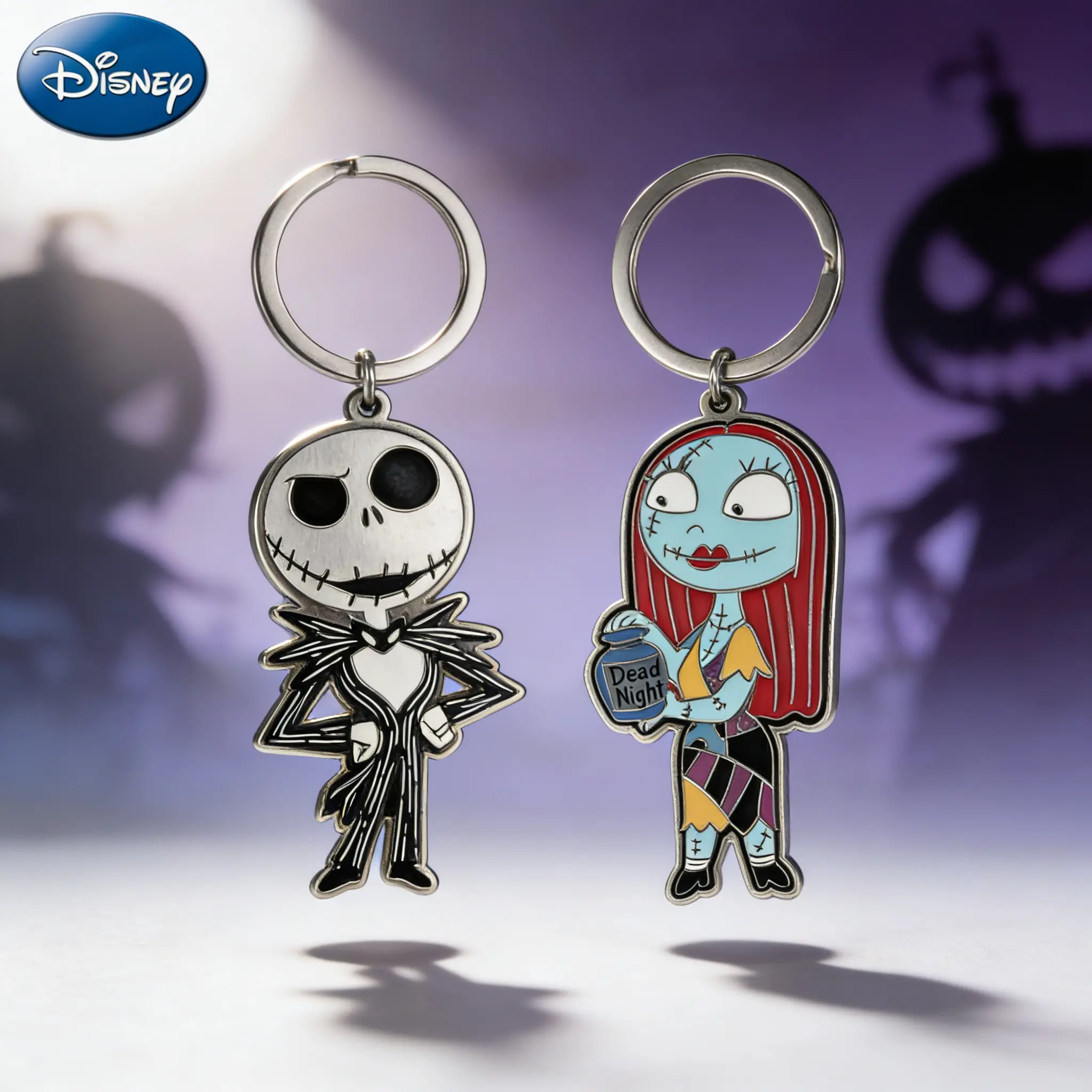 Disney The Nightmare Before Christmas Keychain 1Pc Officially Licensed Anime Figure Zinc Alloy Keyring Suitable Fans Gift Backpack Decor Bag Clip Pendant 3D Design Drop-proof Durable Accessory Collection Jack Sally
